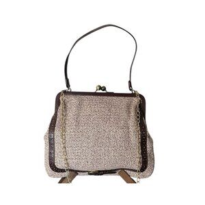 Nest Crossbody Clutch Tweed Bag Lavender Kiss Lock Coin Change Purse Pink Purple